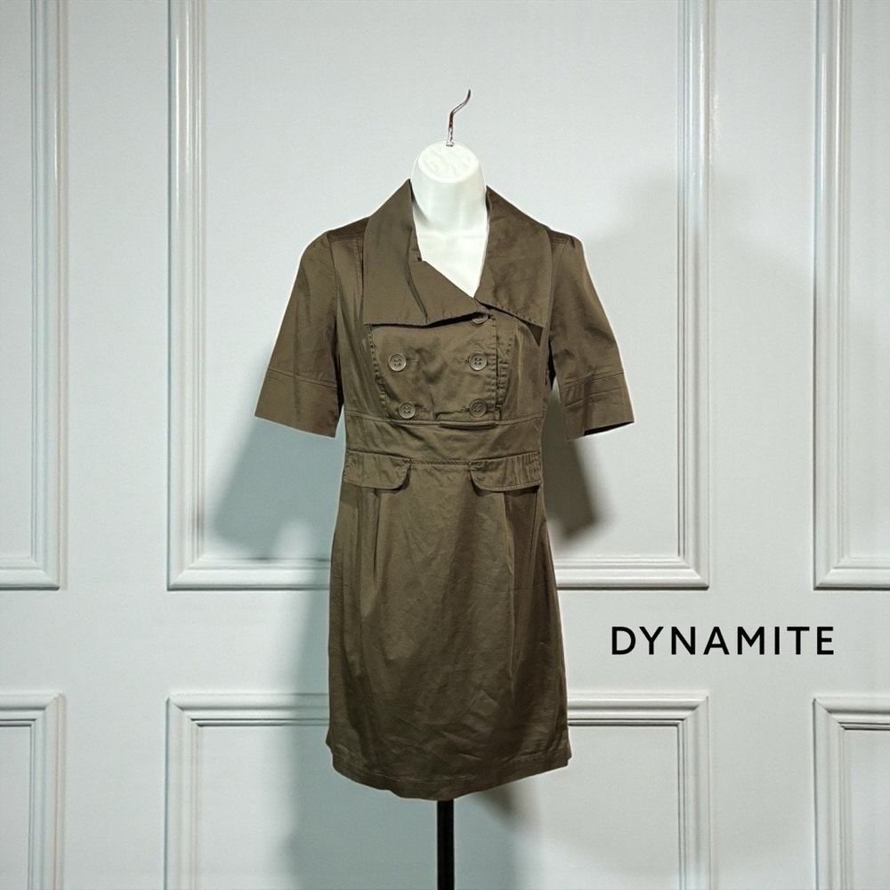 NEW, Dynamite, Short Trench Dress, Khaki, Size Small